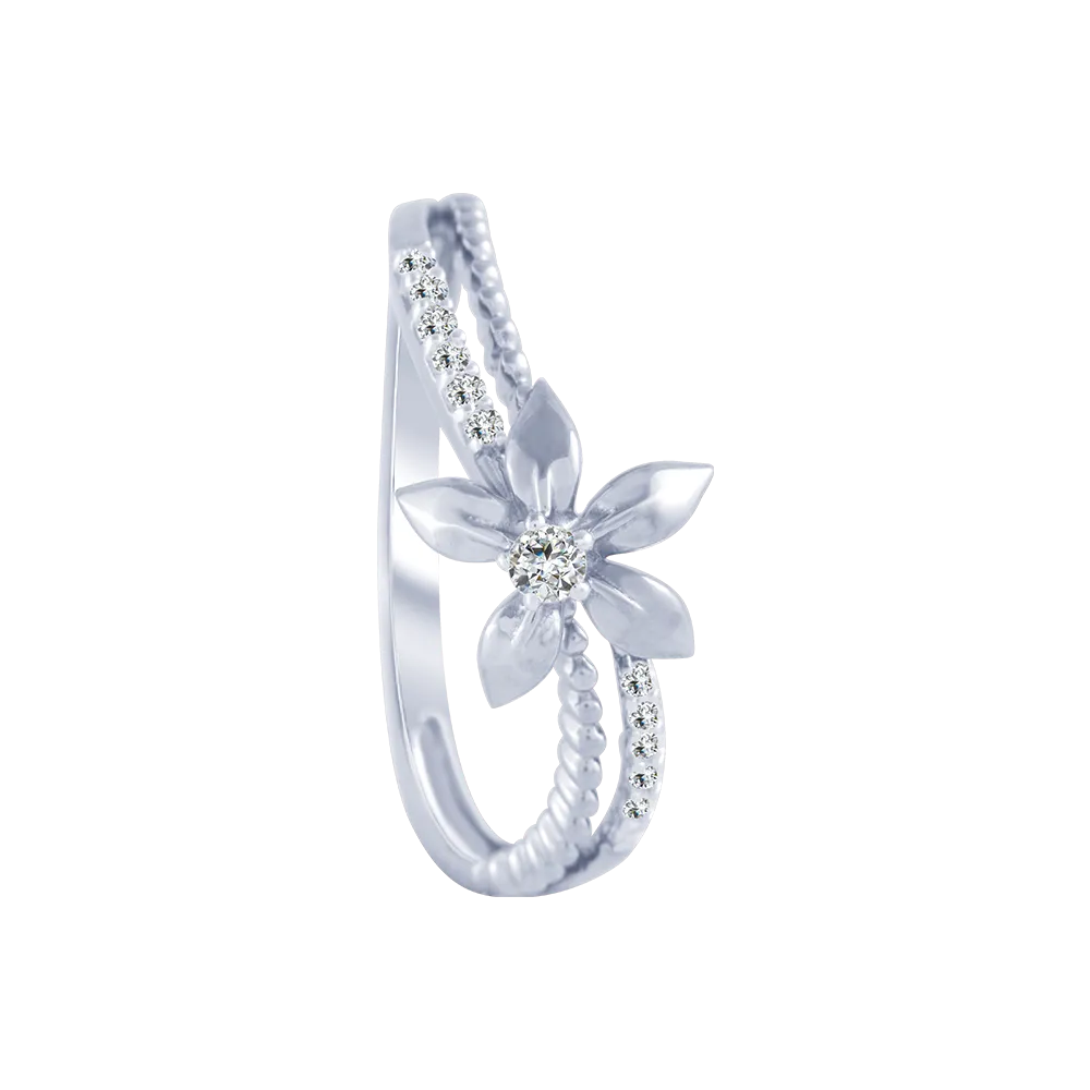 14KT (585) White Gold And Diamond Ring For Women