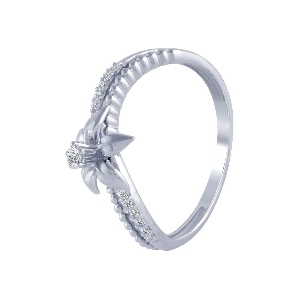 14KT (585) White Gold And Diamond Ring For Women