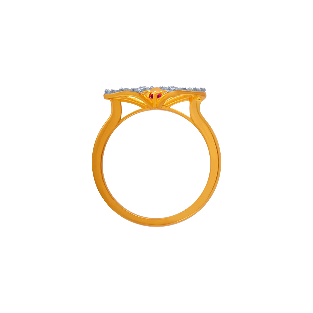 14KT (585) Yellow Gold And American Diamond Ring For Women