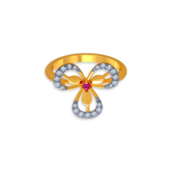 14KT (585) Yellow Gold And American Diamond Ring For Women