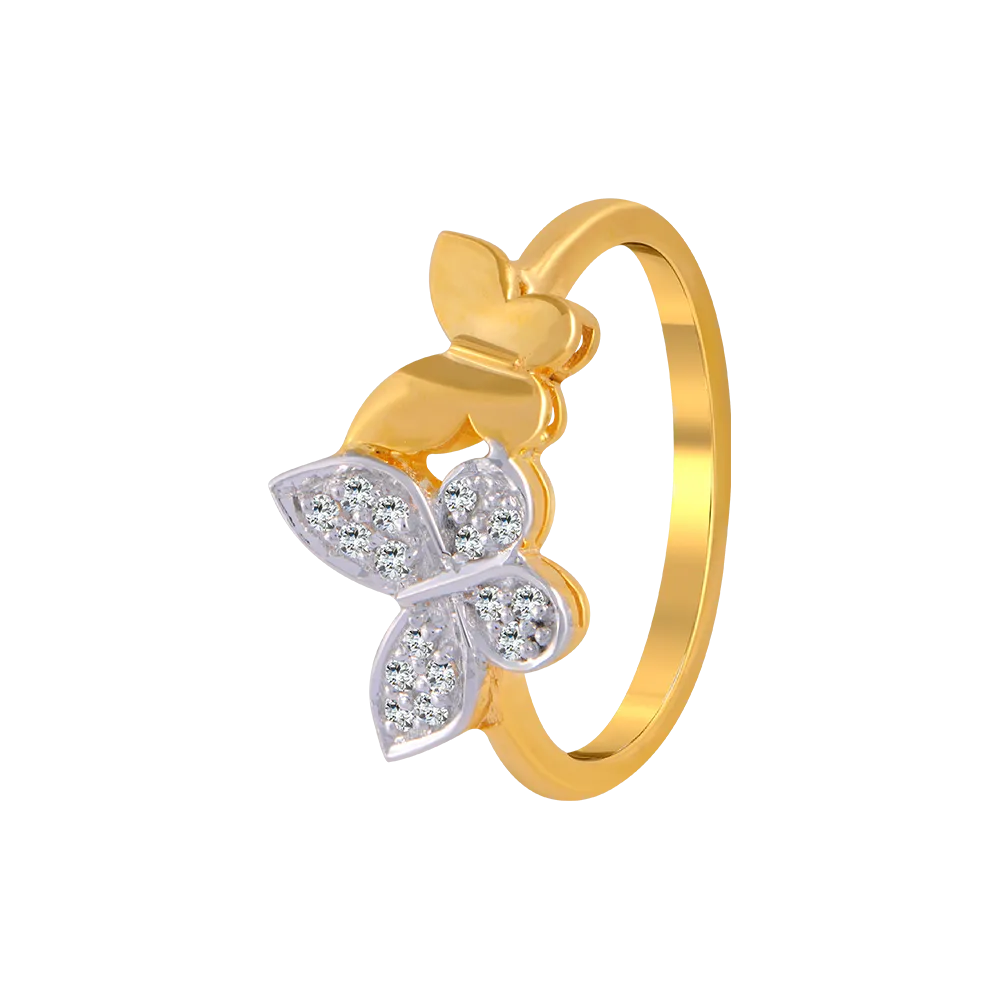 14KT (585) Yellow Gold And American Diamond Ring For Women