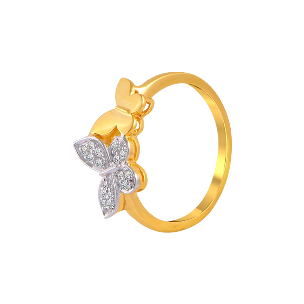 14KT (585) Yellow Gold And American Diamond Ring For Women