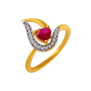 14KT (585) Yellow Gold And American Diamond Ring For Women