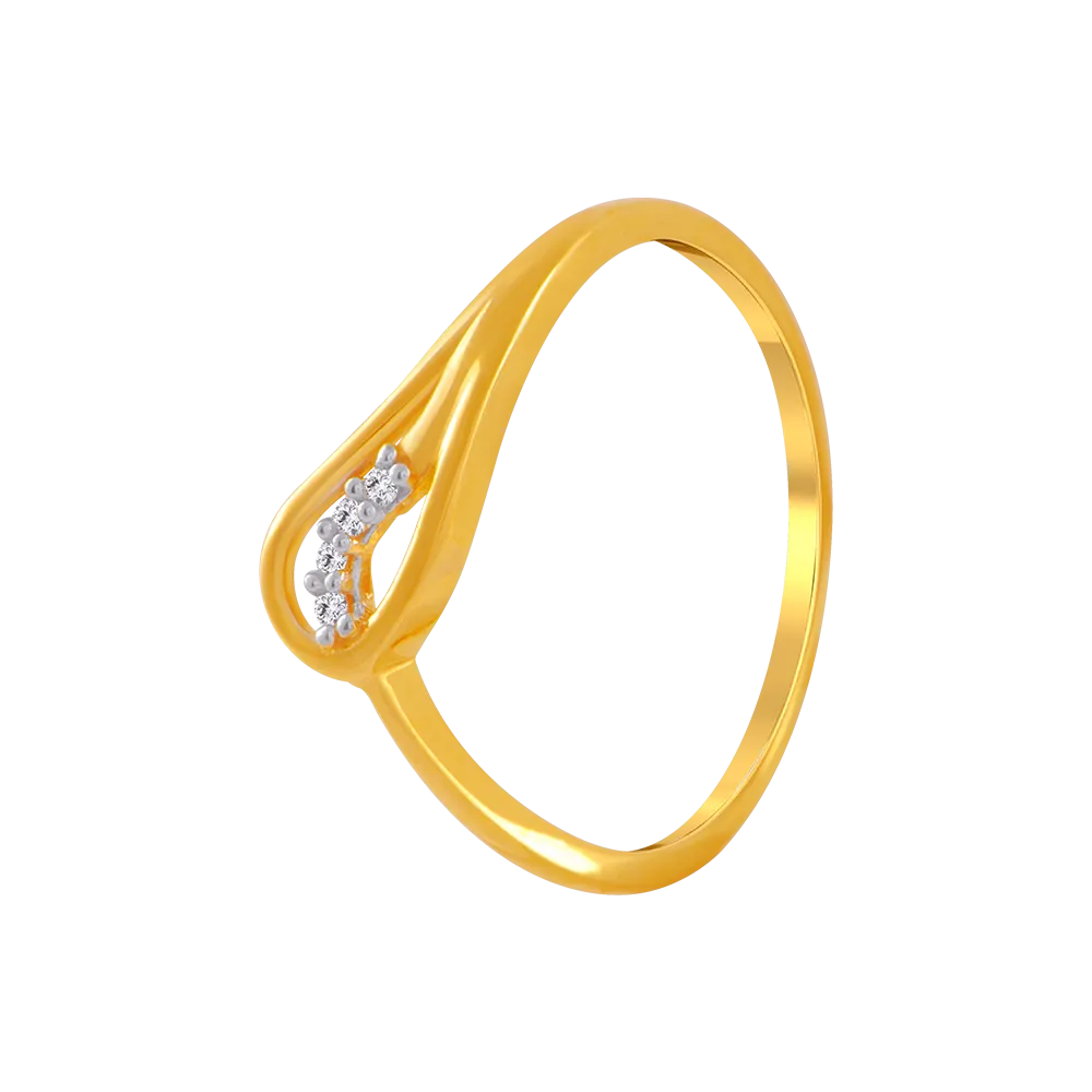 14KT (585) Yellow Gold And American Diamond Ring For Women