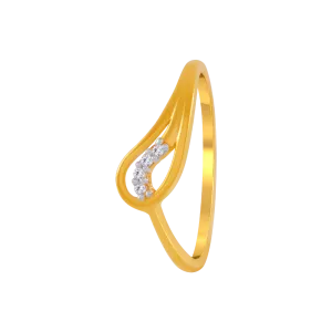 14KT (585) Yellow Gold And American Diamond Ring For Women