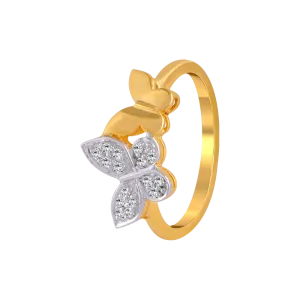 14KT (585) Yellow Gold And American Diamond Ring For Women