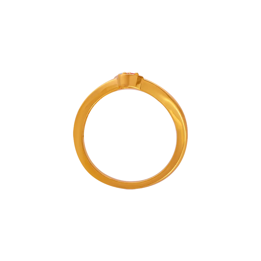 14KT (585) Yellow Gold And American Diamond Ring For Women