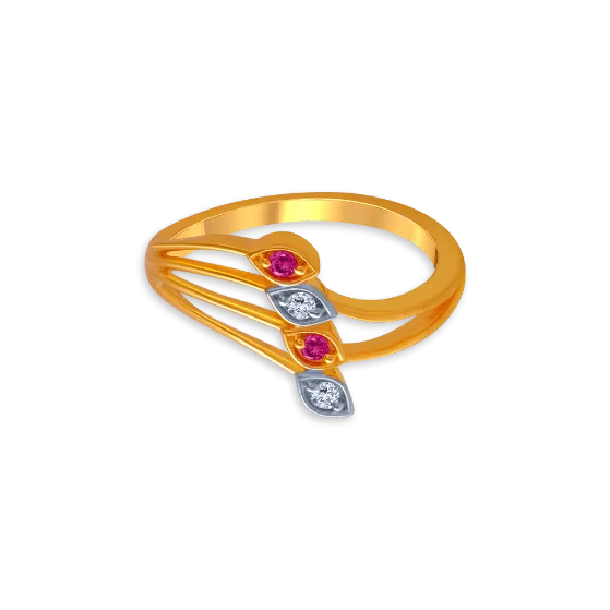 14KT (585) Yellow Gold And American Diamond Ring For Women