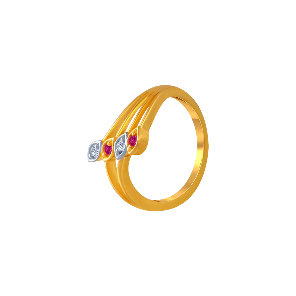 14KT (585) Yellow Gold And American Diamond Ring For Women