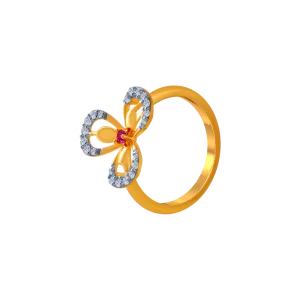 14KT (585) Yellow Gold And American Diamond Ring For Women