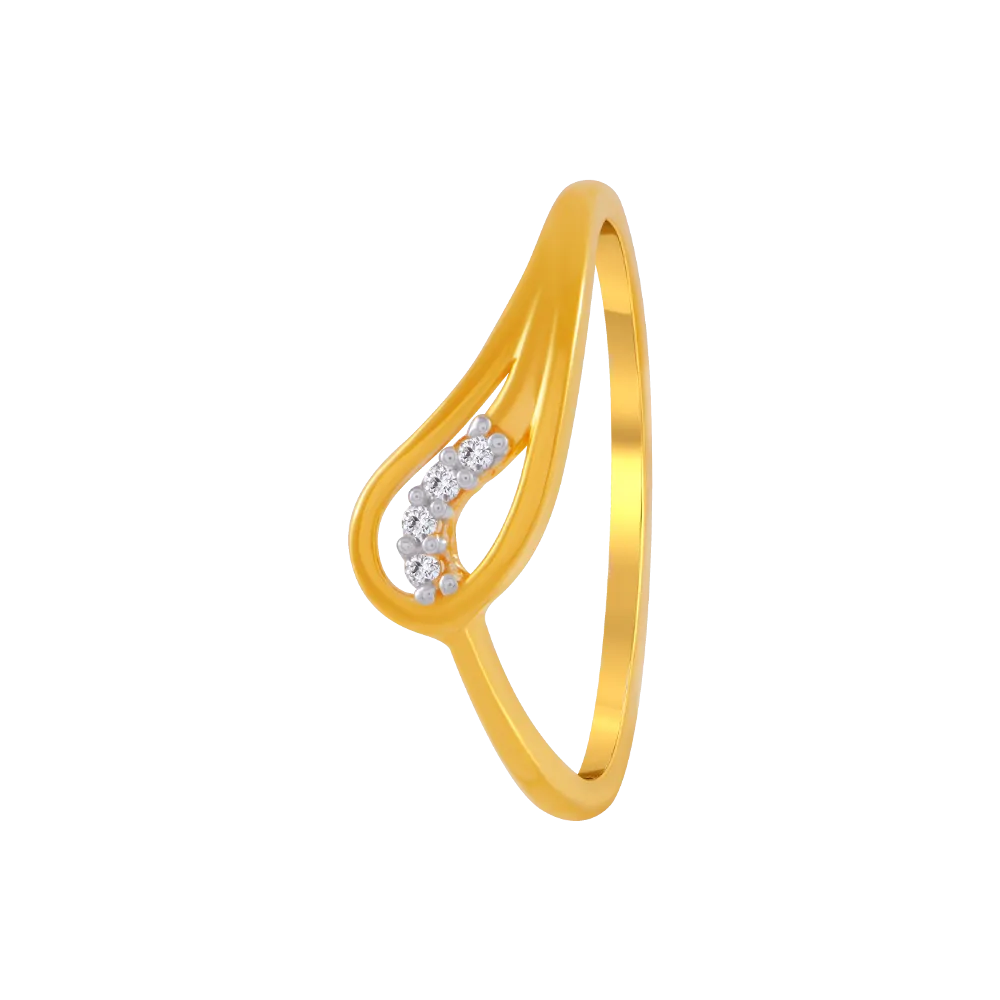 14KT (585) Yellow Gold And American Diamond Ring For Women