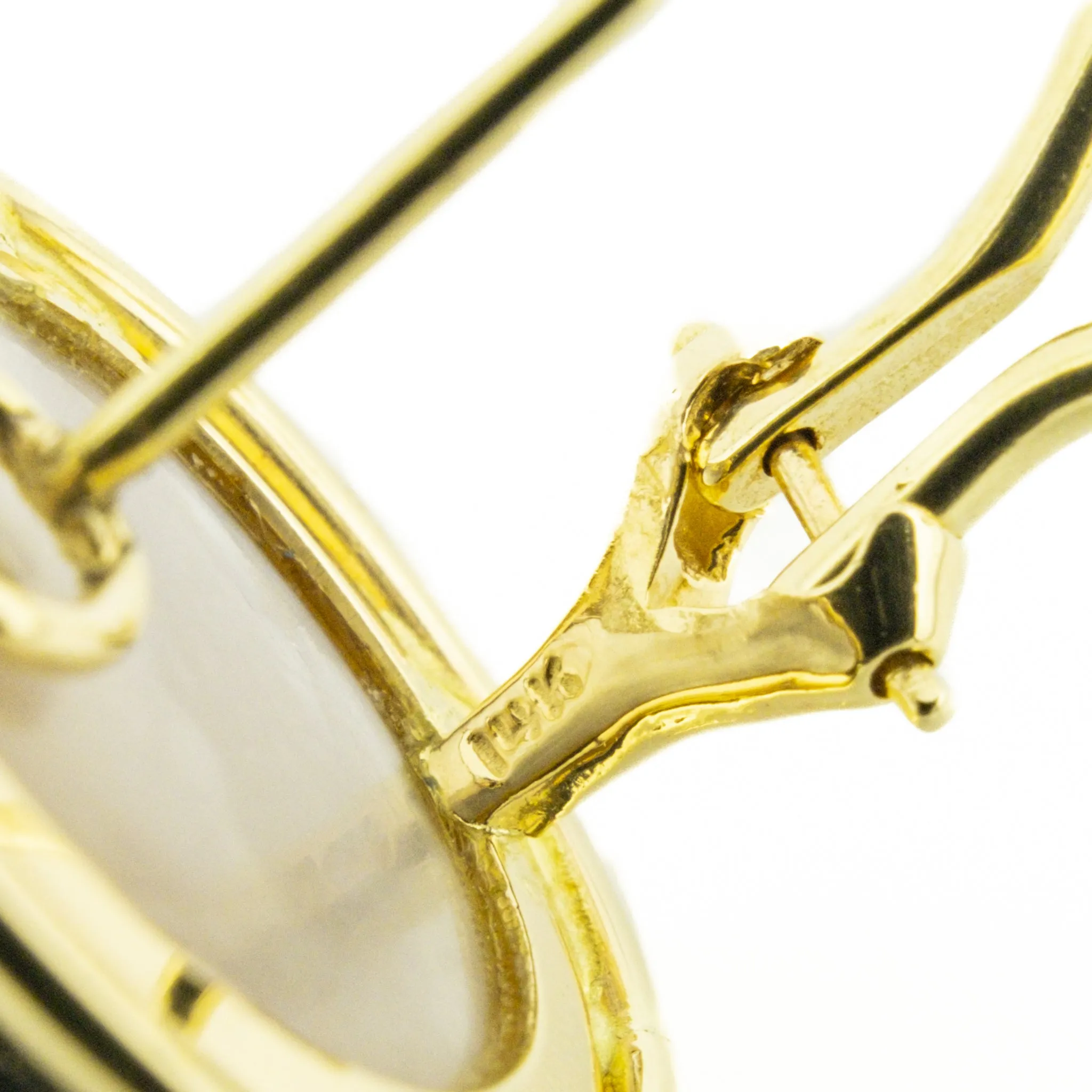 16.5mm Mabe Pearl Solitaire Earrings in 14K Yellow Gold