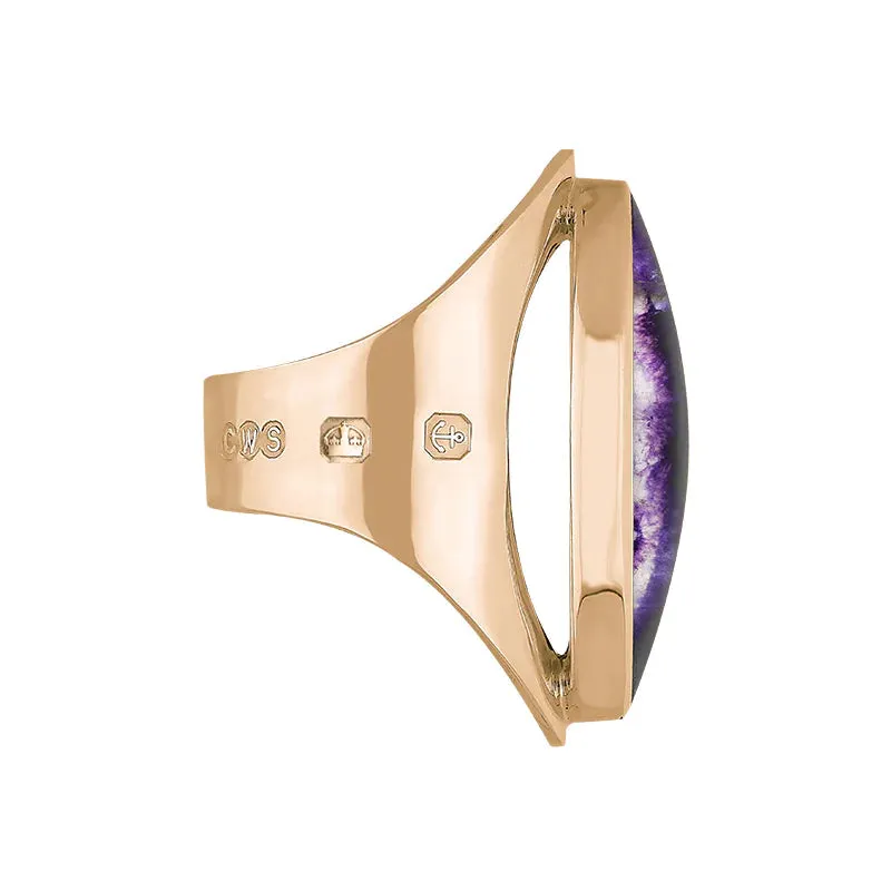 18ct Rose Gold Blue John Hallmark Large Oval Ring