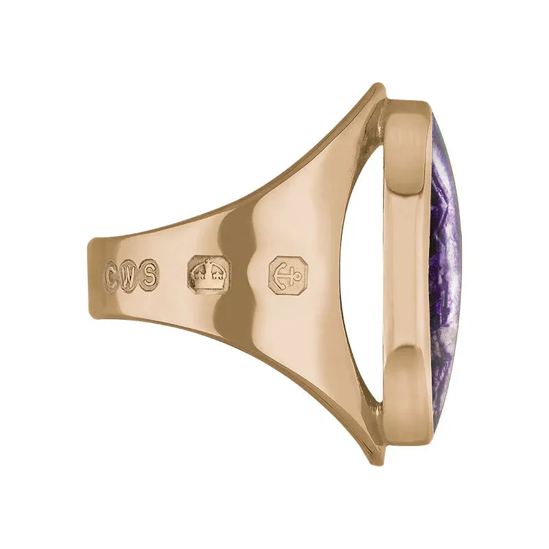 18ct Rose Gold Blue John Hallmark Medium Oval Ring