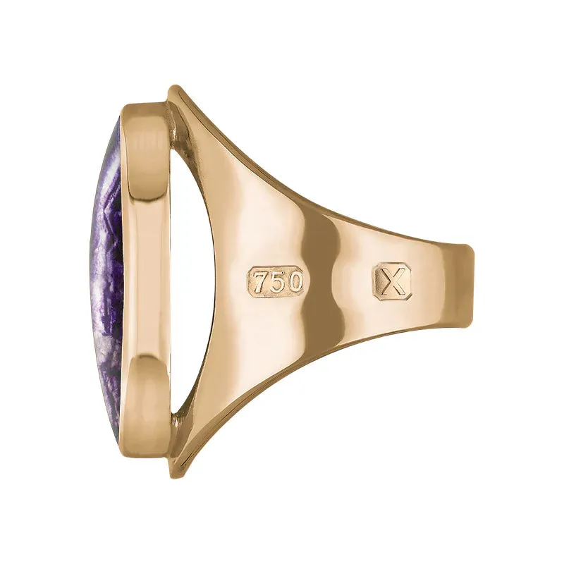 18ct Rose Gold Blue John Hallmark Medium Oval Ring