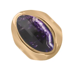 18ct Rose Gold Blue John Hallmark Medium Oval Ring