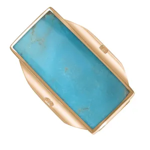 18ct Rose Gold Turquoise Hallmark Large Oblong Ring