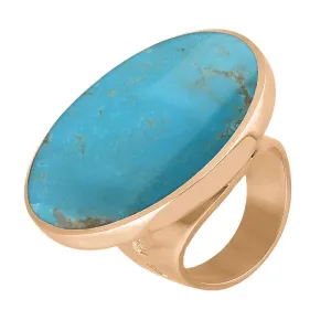 18ct Rose Gold Turquoise Hallmark Large Round Ring