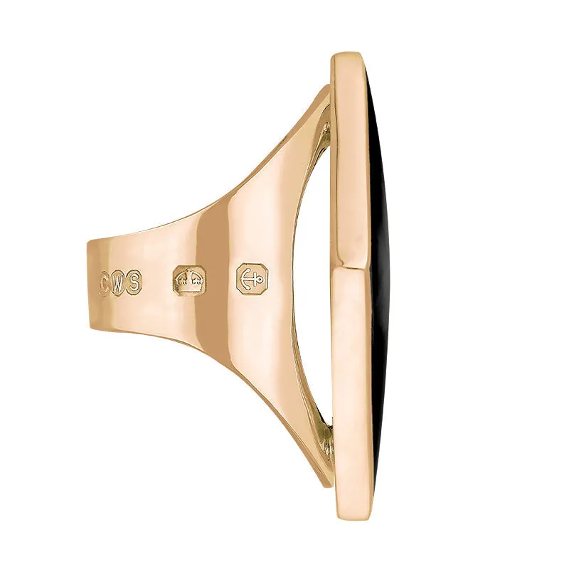 18ct Rose Gold Whitby Jet Hallmark Large Rhombus Ring