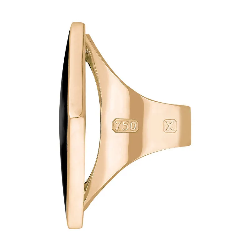 18ct Rose Gold Whitby Jet Hallmark Large Rhombus Ring