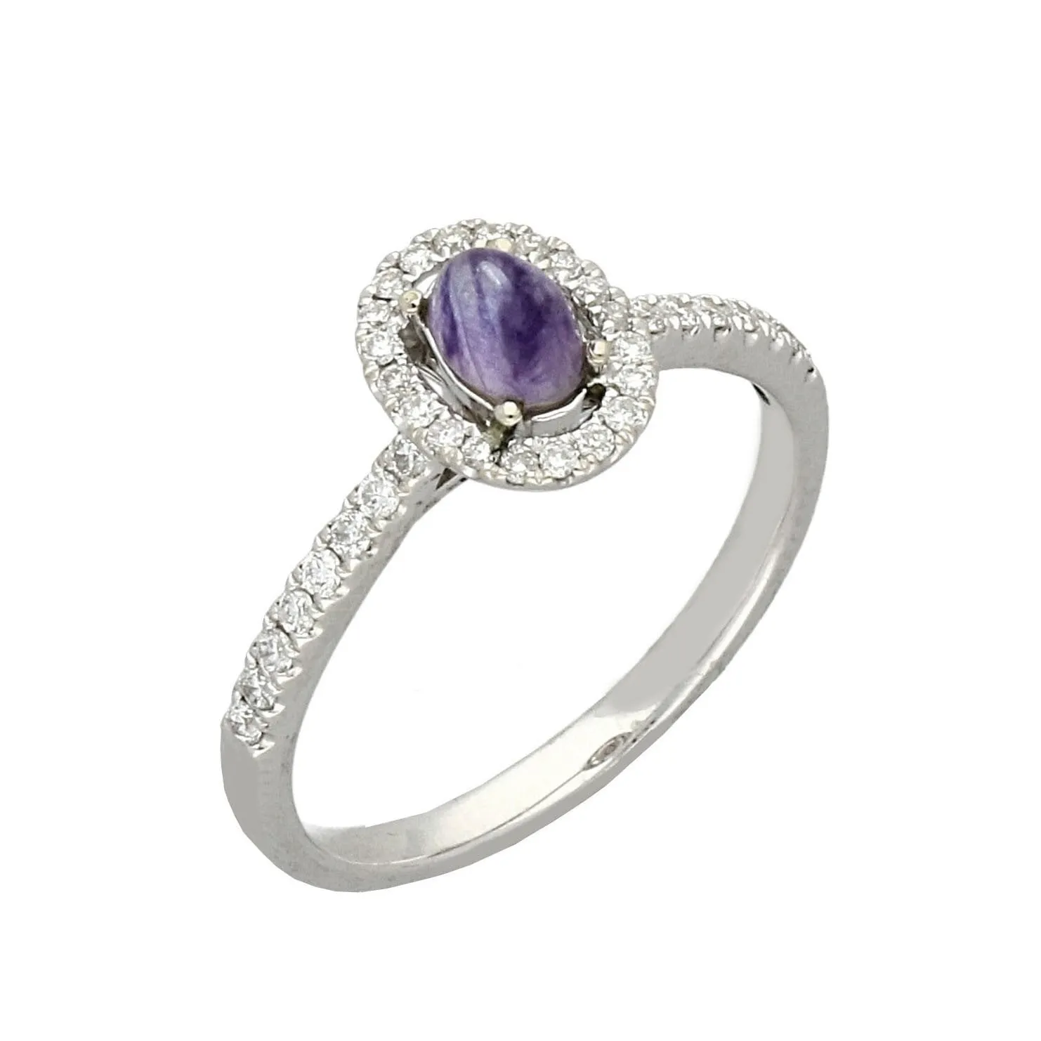 18ct White Gold Blue John Brilliant Cut Diamond Oval Ring