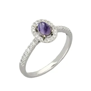 18ct White Gold Blue John Brilliant Cut Diamond Oval Ring