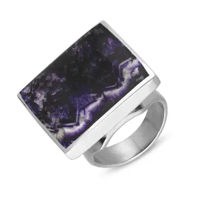 18ct White Gold Blue John Hallmark Medium Square Ring