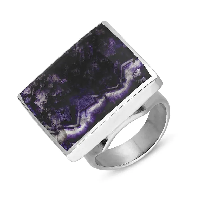 18ct White Gold Blue John Hallmark Medium Square Ring