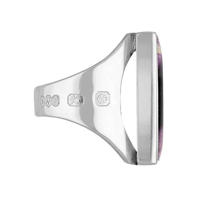18ct White Gold Blue John Hallmark Medium Square Ring