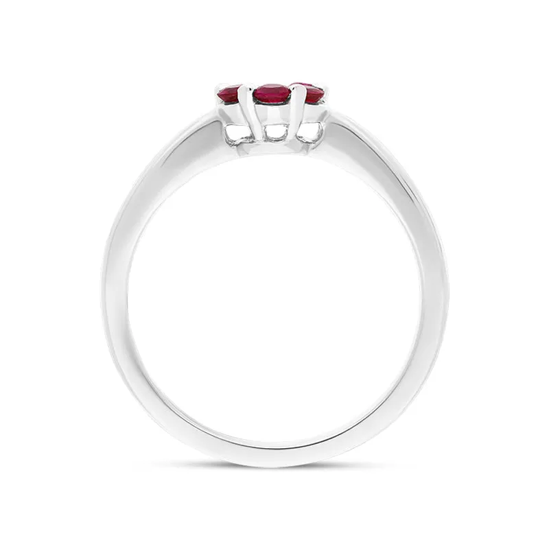 18ct White Gold Ruby Diamond Round Cluster Ring