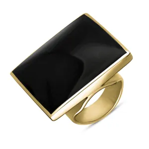 18ct Yellow Gold Whitby Jet Hallmark Large Square Ring