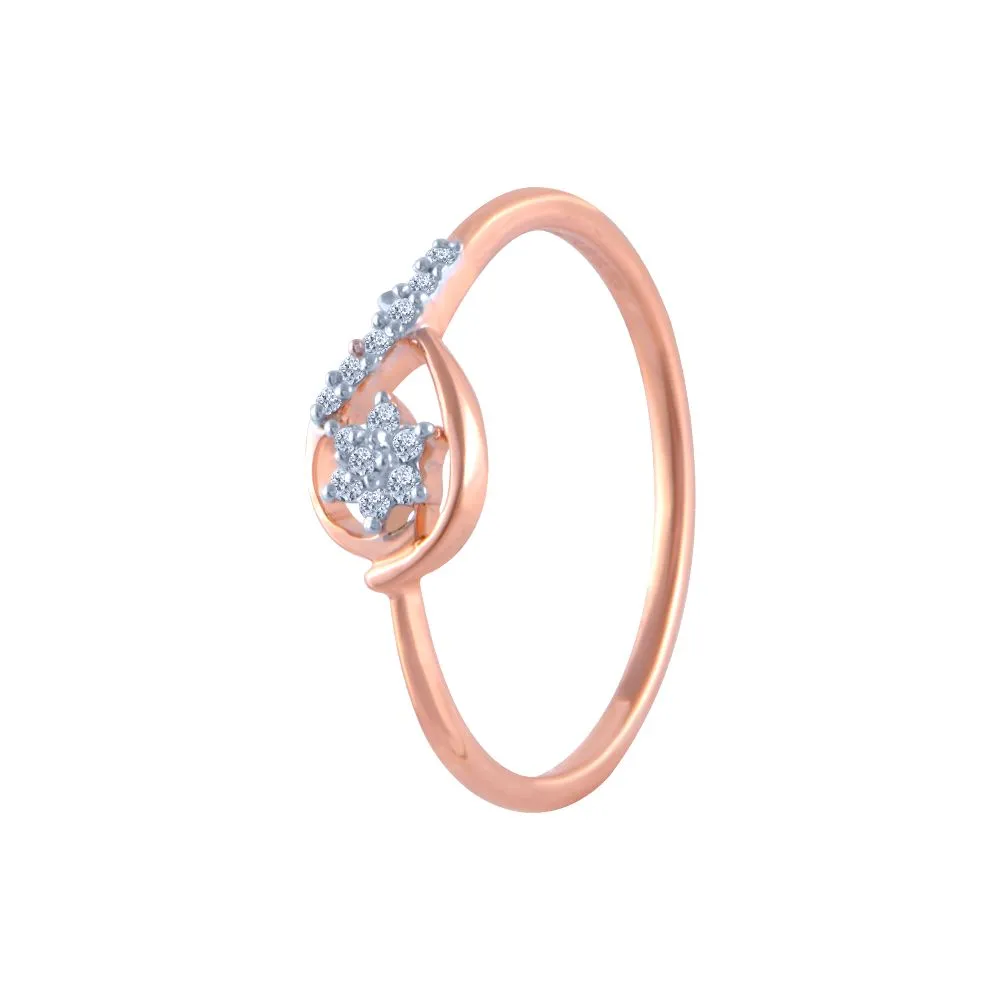 18k (750) Rose Gold And Diamond Ring For Women