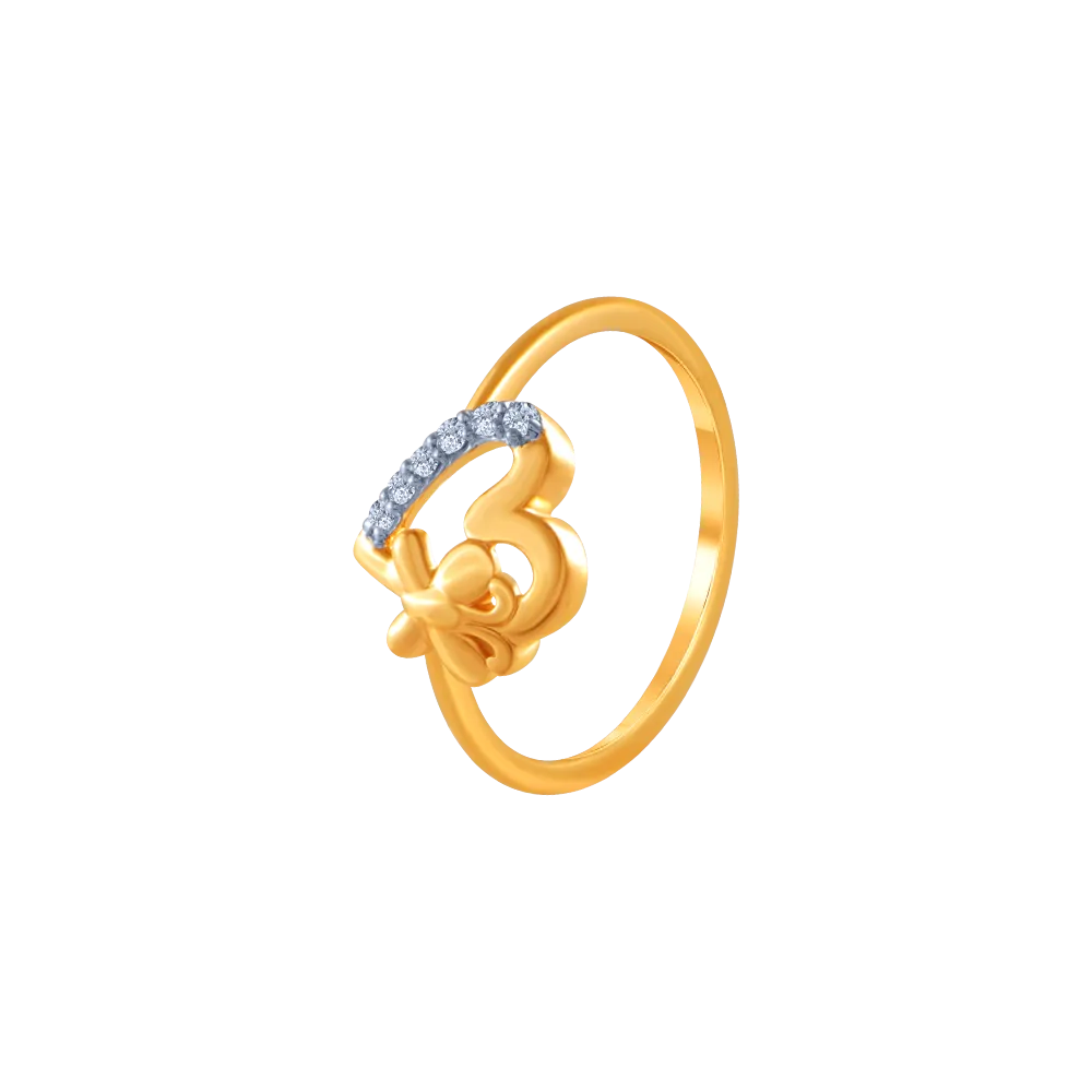 18k (750) Yellow Gold And Diamond Ring For Women