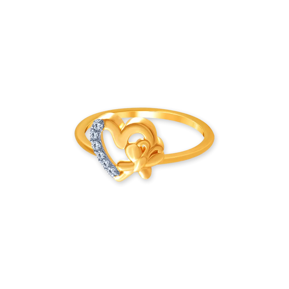 18k (750) Yellow Gold And Diamond Ring For Women