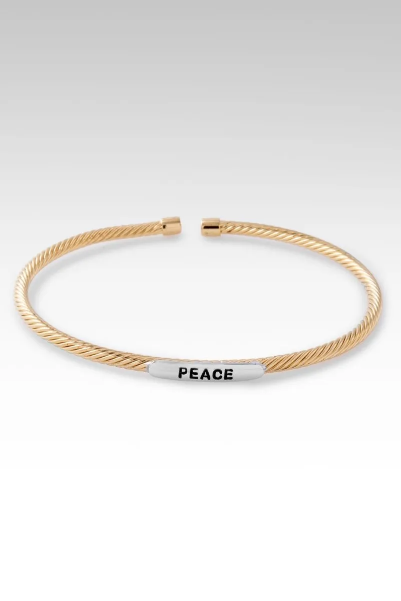 18K Gold Peace & Hope Cuff? in Rhodium Over Sterling Silver