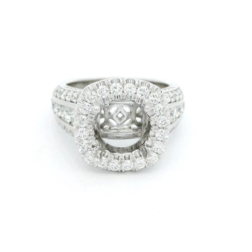 18K White Gold Halo Round Natural Diamonds Natural Diamonds Engagement Ring