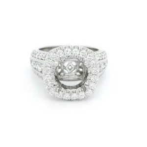 18K White Gold Halo Round Natural Diamonds Natural Diamonds Engagement Ring