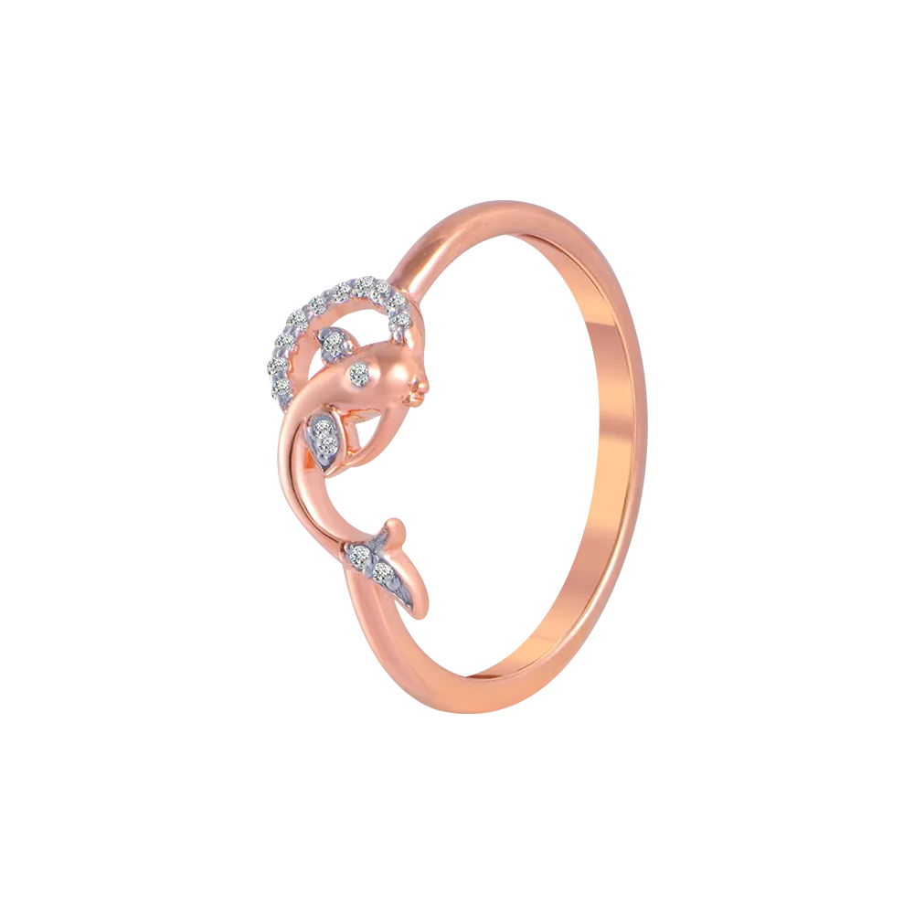 18KT (750) Rose Gold And Diamond Ring For Women