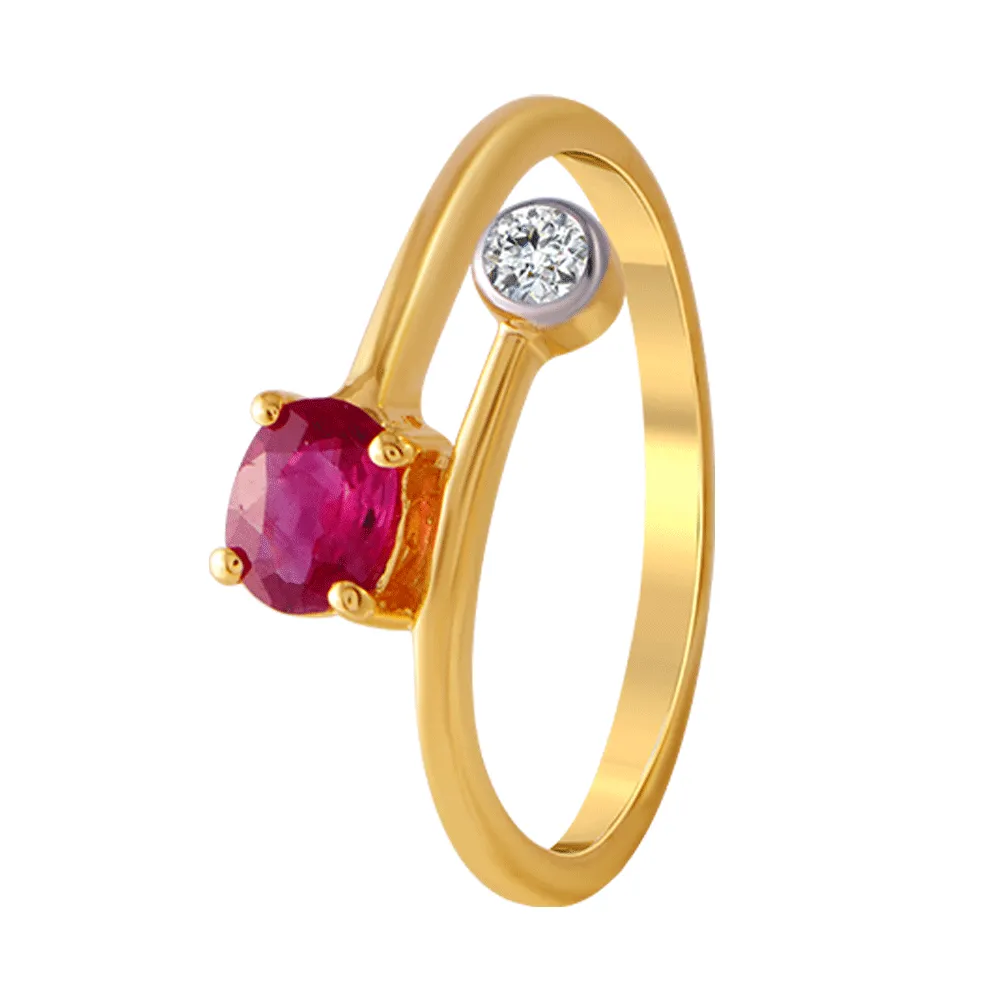 18KT (750) Yellow Gold And Diamond Ring For Women