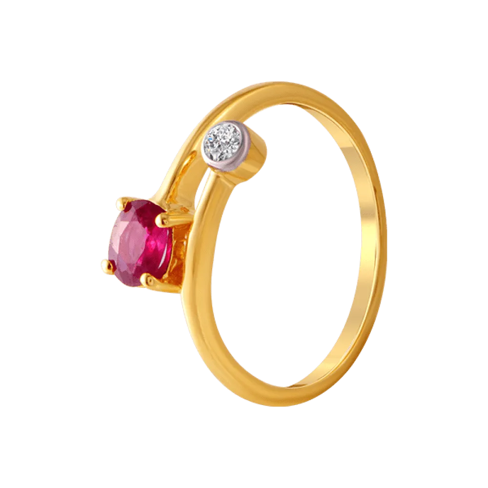 18KT (750) Yellow Gold And Diamond Ring For Women