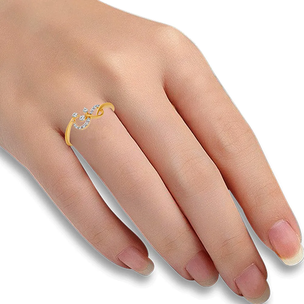 18KT (750) Yellow Gold And Diamond Ring For Women