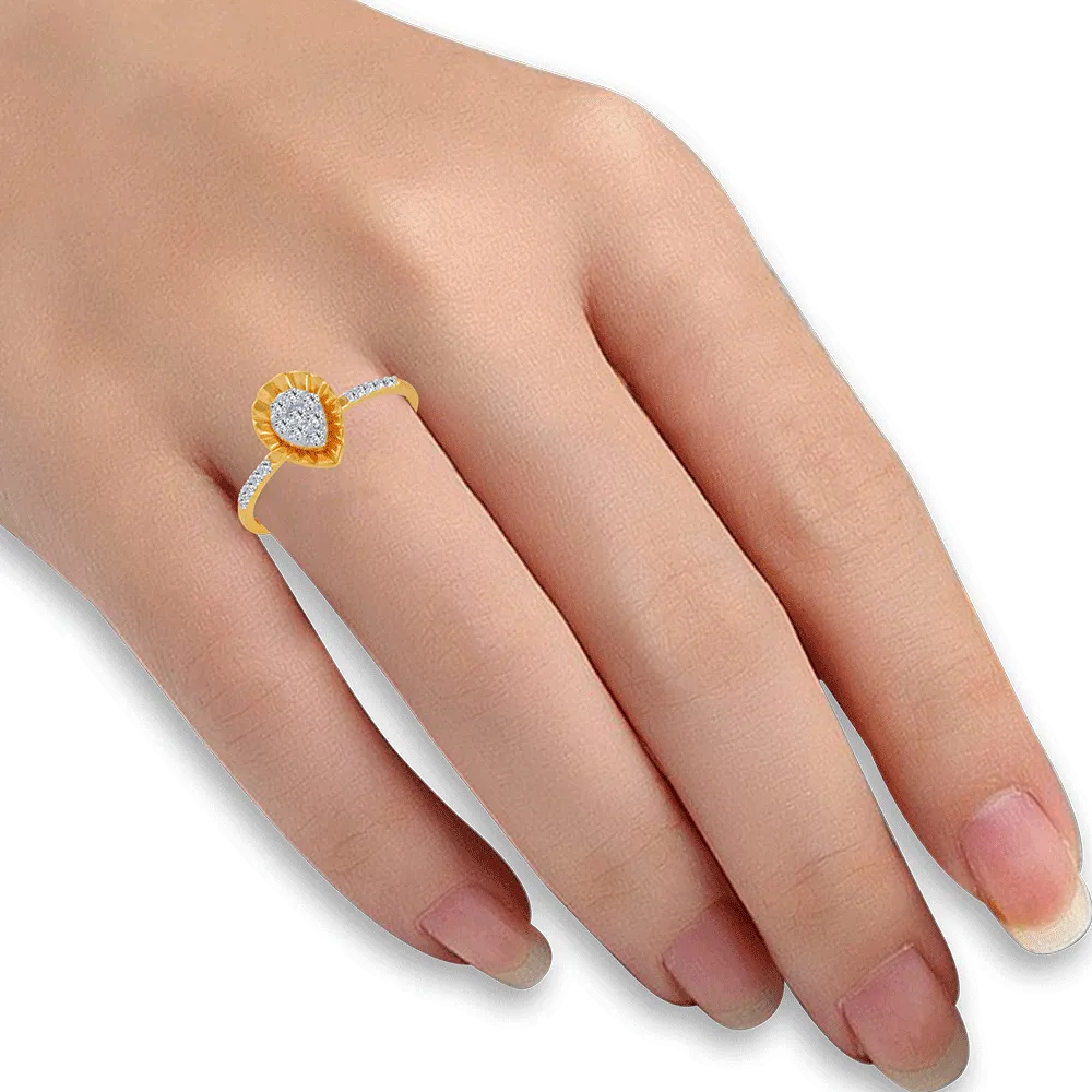 18KT (750) Yellow Gold And Diamond Ring For Women
