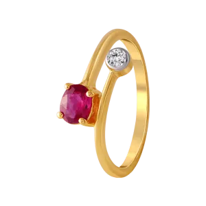 18KT (750) Yellow Gold And Diamond Ring For Women