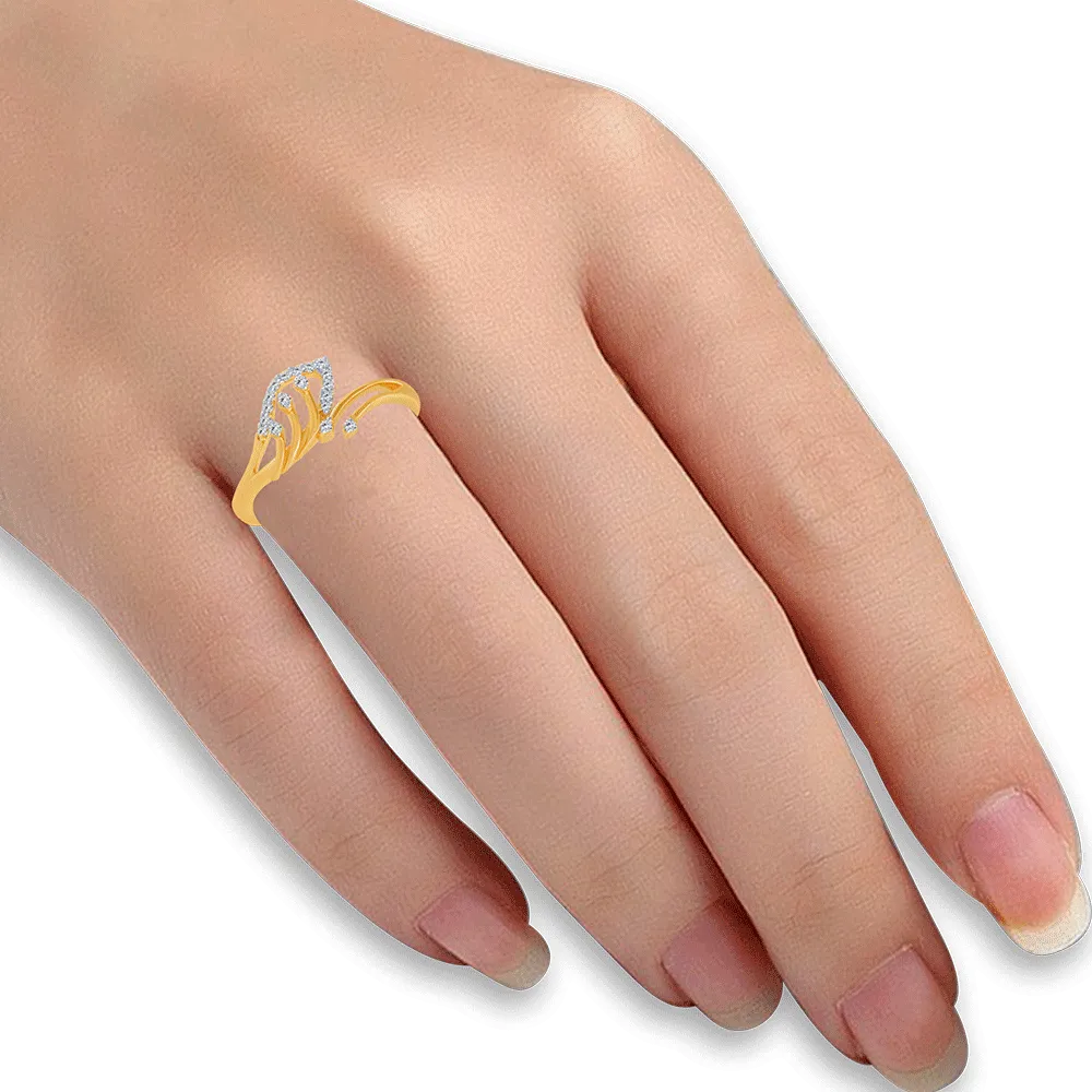 18KT (750) Yellow Gold And Diamond Ring For Women