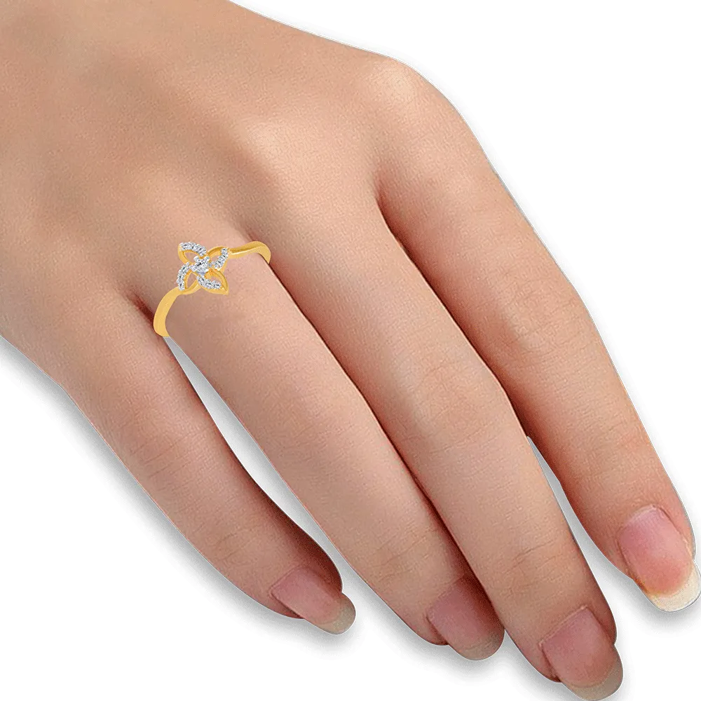 18KT (750) Yellow Gold And Diamond Ring For Women