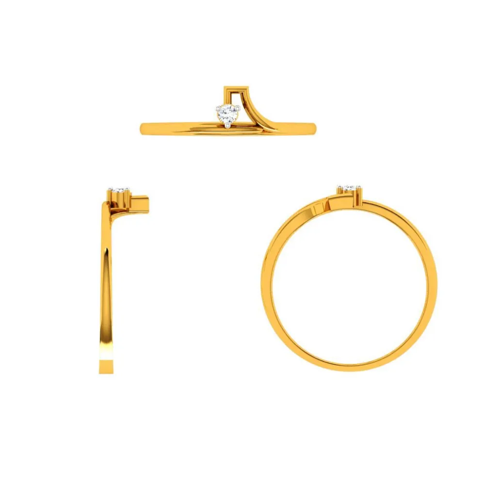 18KT (750) Yellow Gold Diamond Ring For Woman