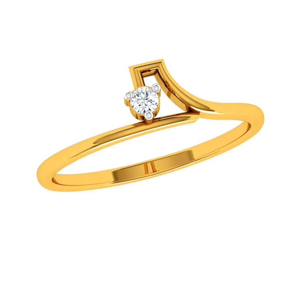 18KT (750) Yellow Gold Diamond Ring For Woman