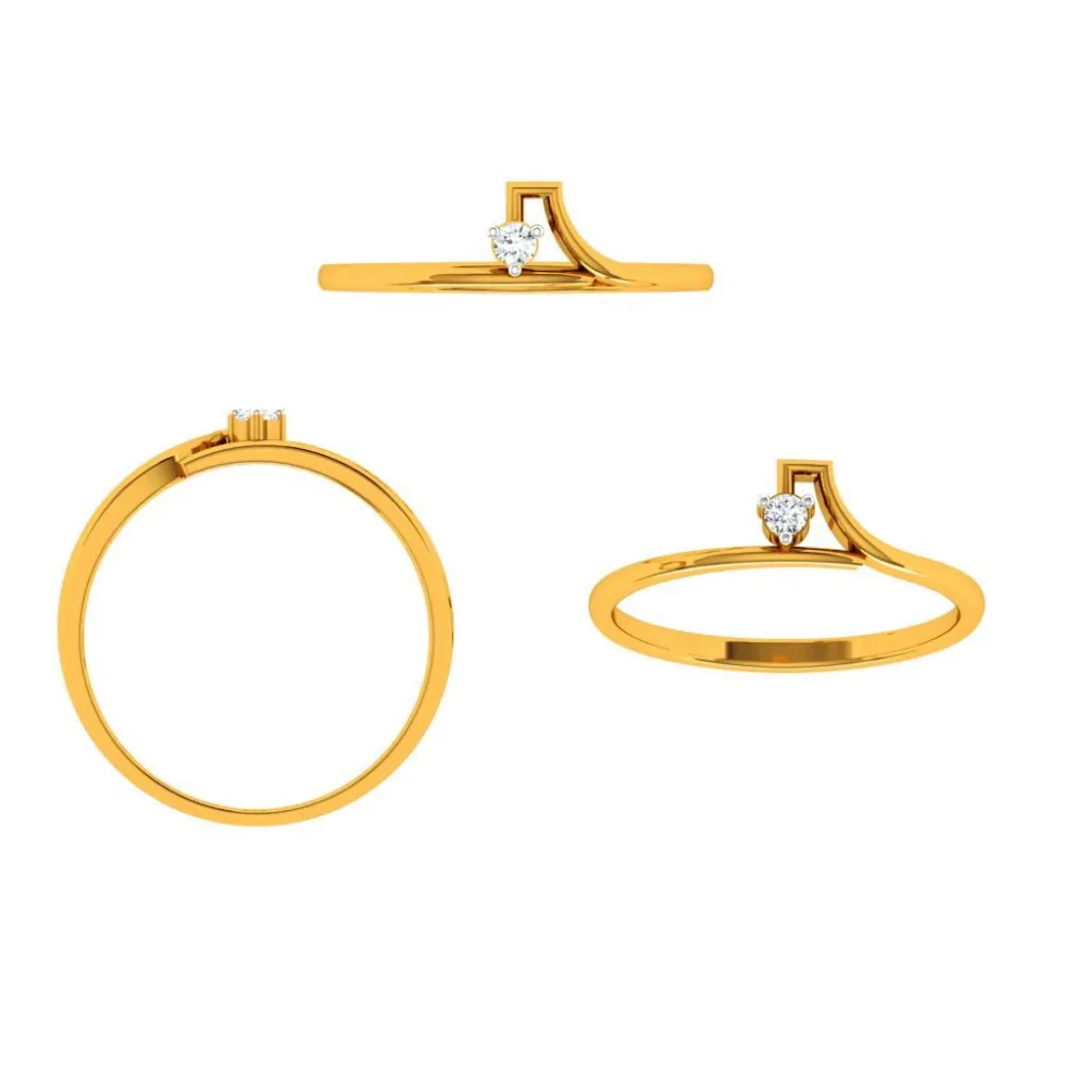 18KT (750) Yellow Gold Diamond Ring For Woman