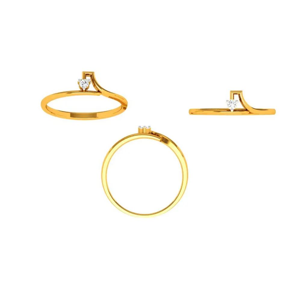 18KT (750) Yellow Gold Diamond Ring For Woman
