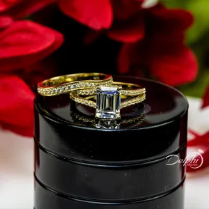 2.07ct Emerald Cut Diamond Gold Bridal Set - 03US05B